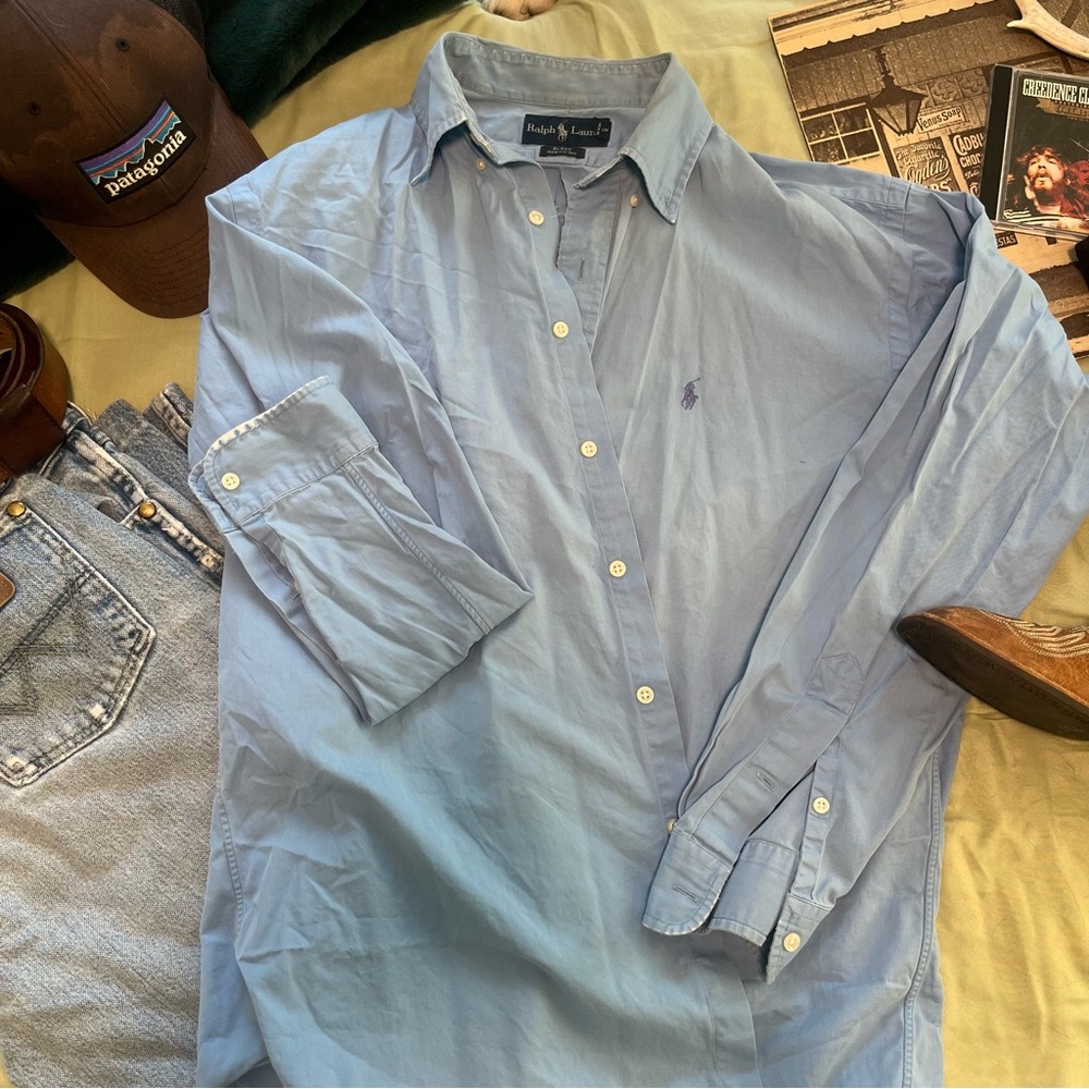 Polo by Ralph Lauren Men's Light Blue Button Down Shirt